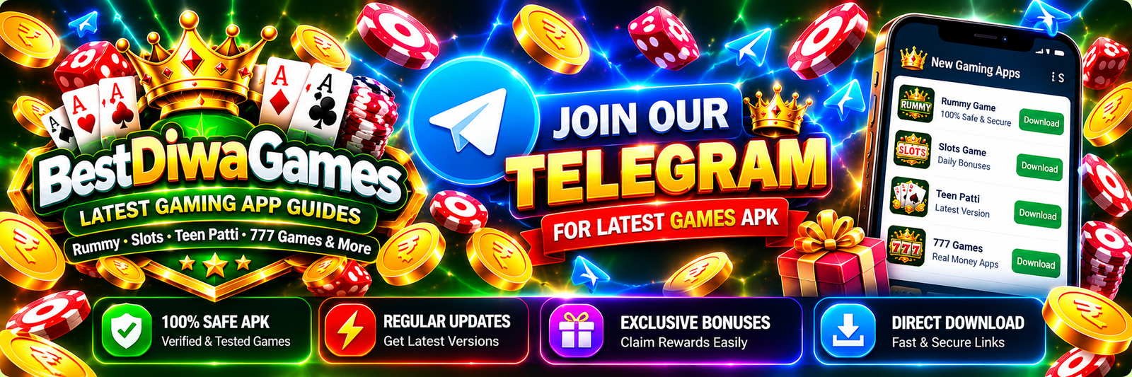 BestDiwaGames Telegram gaming updates banner